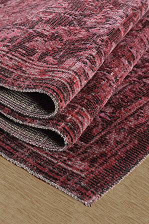Antik 1116 Klasik Vintage Salon Halısı Bordo Retro Mutfak Halısı Tozumaz İnce Makine Halısı