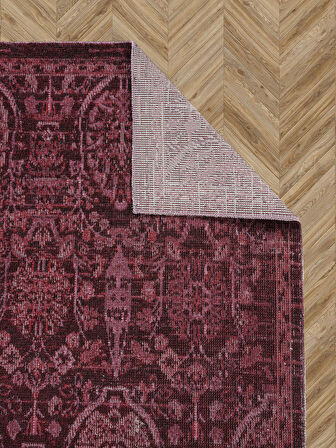 Antik 1116 Klasik Vintage Salon Halısı Bordo Retro Mutfak Halısı Tozumaz İnce Makine Halısı