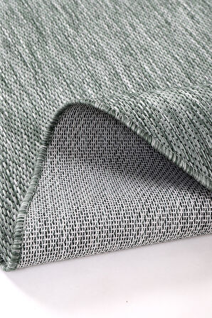 Konfor Halı Tema 9037 Yeşil Sisal Hasır İç Dış Mekan Kilim Dekoratif Bahçe Balkon Salon Halısı