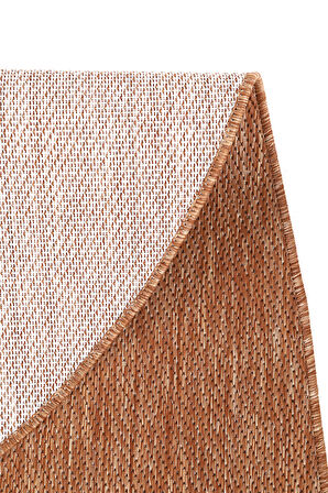 Konfor Halı Tema 9038 Turuncu Sisal Hasır İç Dış Mekan Kilim Dekoratif Bahçe Balkon Salon Halısı
