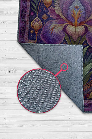 Homshtag Art Deco Süsen Çiçeği Halısı Bitki Temalı Soft Mor Renk Etnik Dijital Baskılı Çiçekli Halı