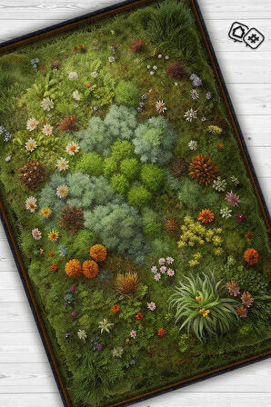 Homshtag Art Deco Yosun Halısı Bitki Temalı Soft Yeşil Renkli Etnik Dijital Baskılı Çiçekli Halı