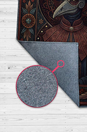 Homshtag Gotik Veba Doktoru Temalı Halı Koyu Renkli Retro Oturma Odası Halısı Karanlık Halısı