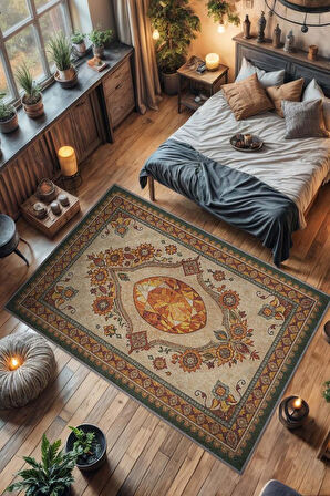 Homshtag Sitrin Taşı Halısı Turuncu Renkli Enerji Taşı Figürlü Halı Spiritüel Temalı Modern Halı