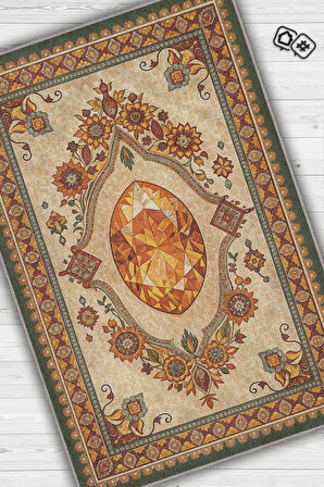 Homshtag Sitrin Taşı Halısı Turuncu Renkli Enerji Taşı Figürlü Halı Spiritüel Temalı Modern Halı