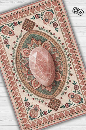 Homshtag Pembe Kuvars Taşı Halısı Pembe Renkli Aura Taşı Enerji Spiritüel Temalı Modern Halı