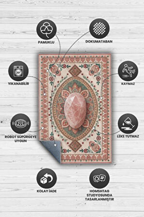 Homshtag Pembe Kuvars Taşı Halısı Pembe Renkli Aura Taşı Enerji Spiritüel Temalı Modern Halı