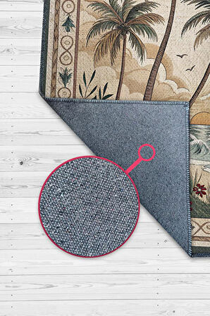 Homshtag Art Deco Palmiye Ağacı Desenli Halı Bitki Temalı Yeşil Palmiye Desenli Dijital Baskı Halı