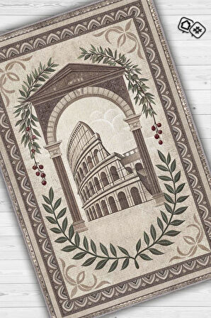 Homshtag Şehirlerde Roma Temalı Dijital Baskılı Yıkanabilir Pamuk Tabanlı Roma Şehiri Temalı Halı