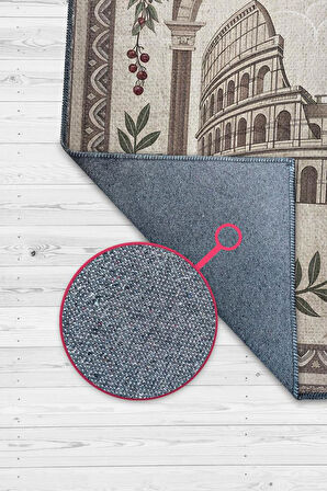 Homshtag Şehirlerde Roma Temalı Dijital Baskılı Yıkanabilir Pamuk Tabanlı Roma Şehiri Temalı Halı