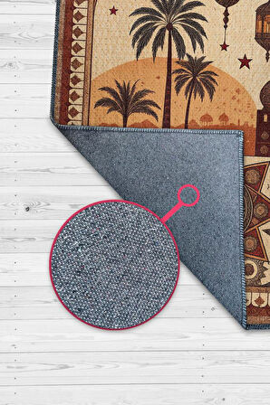 Homshtag Şehirlerde de Marakeş Temalı Dijital Baskılı Yıkanabilir Pamuk Tabanlı Halı