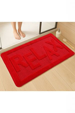 Doğal Kaymaz Taban Banyo Paspas Uzun Ömürlü Yumuşak Dokulu Su Emici Yıkanabilir Yazılı Paspas Relax 60x100