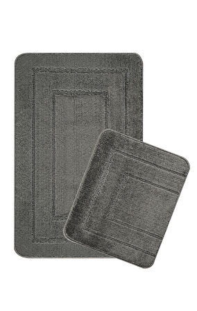 Doğal Kaymaz Taban Banyo Paspas Seti Uzun Ömürlü Yumuşak Dokulu Su Emici Yıkanabilir Çerçeve Set 50x80-50x40