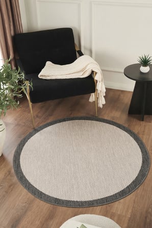 Sisalux 3088 Gri Antrasit Yuvarlak Sisal Dokuma Jüt Kilim Hav Toz Vermez Mutfak Oturma Odası Halısı