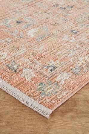 Rustik 2227 Klasik Vintage Eskitme Salon Turuncu Mutfak Halısı Tozumaz Yumuşak Makine Halısı