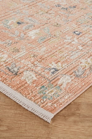 Rustik 2227 Klasik Vintage Eskitme Salon Turuncu Mutfak Halısı Tozumaz Yumuşak Makine Halısı