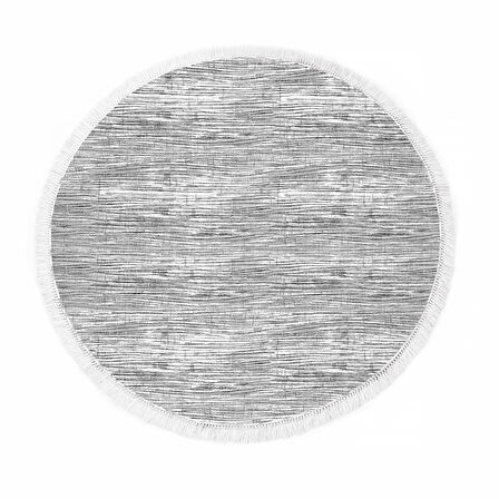 Dekoreko İnci Halı Dijital Saçaklı Yuvarlak 1812 Desen 1