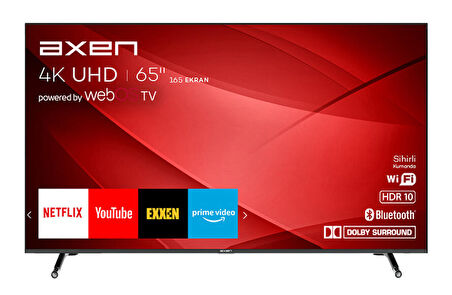 Axen AX65FIL240 65 İnç 164 Ekran 4K Ultra HD Uydu Alıcılı Smart LED TV