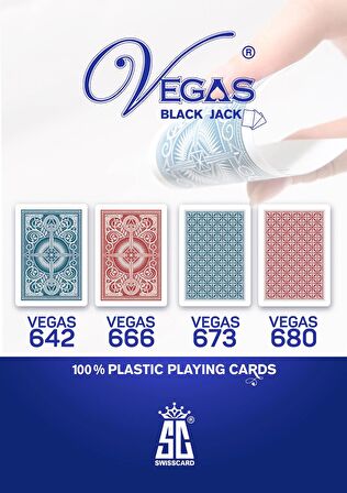 VEGAS-642 Plastik Oyun Kartı - (Black Jack, 21, Var var, Poker Plastik Oyun Kağıdı) Tek deste