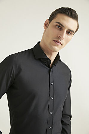 Ds Damat Slim Fit Siyah Nano Care Gömlek
