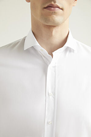 Ds Damat Slim Fit Beyaz Düz Nano Care Gömlek