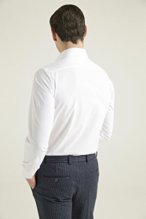 Ds Damat Slim Fit Beyaz Düz Nano Care Gömlek