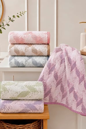 Nurpak Selçuk Jakarlı  Dolgun Doku 6'lı 50x90 Cm El&Yüz Havlu Seti