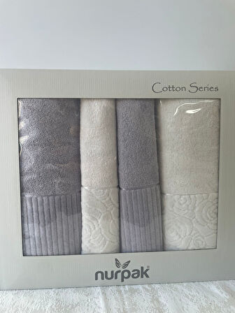 NURPAK %100 PAMUKLU HAMAM TAKIMI GRİ-KREM