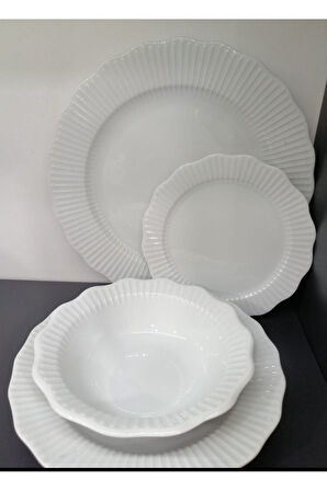 Porland 24 Parça Frilly Yemek Takımı Beyaz 04POR033758