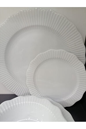 Porland 24 Parça Frilly Yemek Takımı Beyaz 04POR033758
