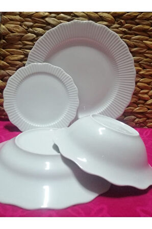 Porland 24 Parça Frilly Yemek Takımı Beyaz 04POR033758