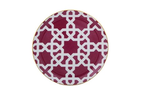 Porland Morocco Desen 5 Fuşya Düz tabak 17 Cm