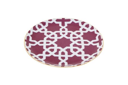 Porland Morocco Desen 5 Fuşya Düz tabak 17 Cm