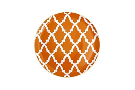 Porland Morocco Desen 3 Turuncu Düz Tabak 24 Cm