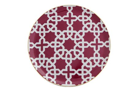 Porland Morocco Desen 5 Fuşya Düz Tabak 24 Cm