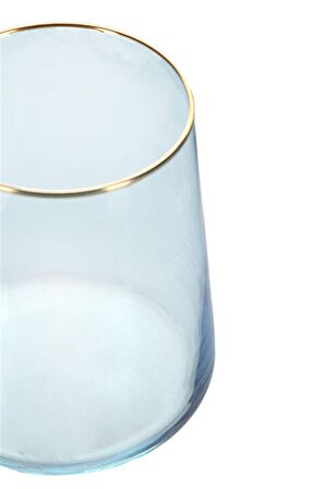 Porland Soft Mavi Yaldızlı Ayaksız Su bardağı 380 cc