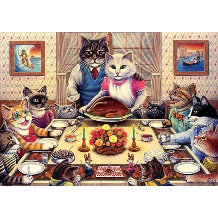 Art Puzzle Kedi Ailesi Ziyafette 260 Parça Puzzle