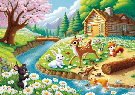 Art Çocuk Ceylanların Bahar Keyfi 25 Parça Puzzle
