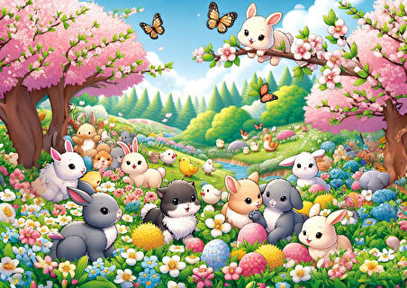 Art Çocuk Tavşanların Buluşması 25 Parça Puzzle
