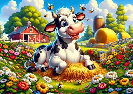 Art Çocuk Sevimli İnek Ve Arkadaşları 50 Parça Puzzle