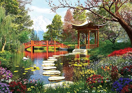 Yappuzz Çiçekli Göl 1000 Parça Puzzle