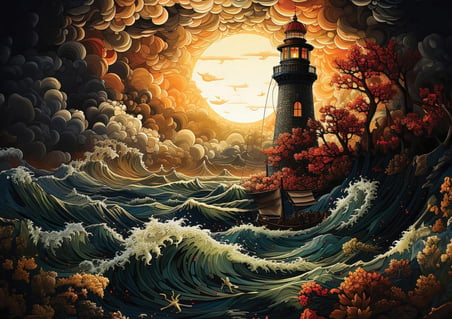Art Puzzle 1500 Parça Puzzle Fırtınada Deniz Feneri 5405