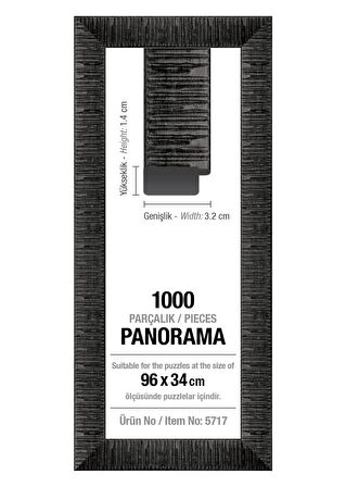 1000' Lik Panorama Siyah 96 x 34 cm (30 mm) Puzzle Çerçevesi