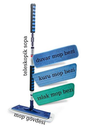 Silva  Mop Mikrofiber Teleskopik Mop 3 Lü Set ( 1 Adet)