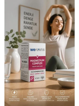 Wefortis Magnezyum Complex -3lü Kombinasyon (Malat-Glisinat-Sitrat) 60 Tablet