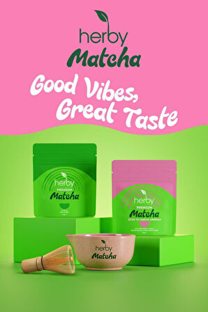 Herby Premium Matcha Çilek ve Vanilya Aromalı