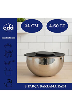 Eda paslanmaz çelik 9 parça karıştırma kabı - rendeli karıştırma saklama kabı seti