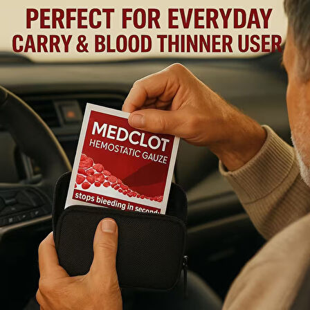 Medclot Hemostatik Kanama Durdurucu Steril Gazlı Bez Kaolin CE Sertifikalı Spanç Pansuman Bandaj Acil Durum İlk Yardım Kanama Kontrolü 7,5 x 152 cm