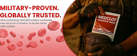 Medclot Hemostatik Kanama Durdurucu Steril Tampon Gazlı Bez Kaolin CE Sertifikalı Spanç Pansuman Acil Durum İlk Yardım Kanama Kontrolü 7,5 x 152 cm