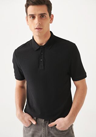 Mavi Lux Touch Polo Yaka Modal Siyah Tişört 066157-900